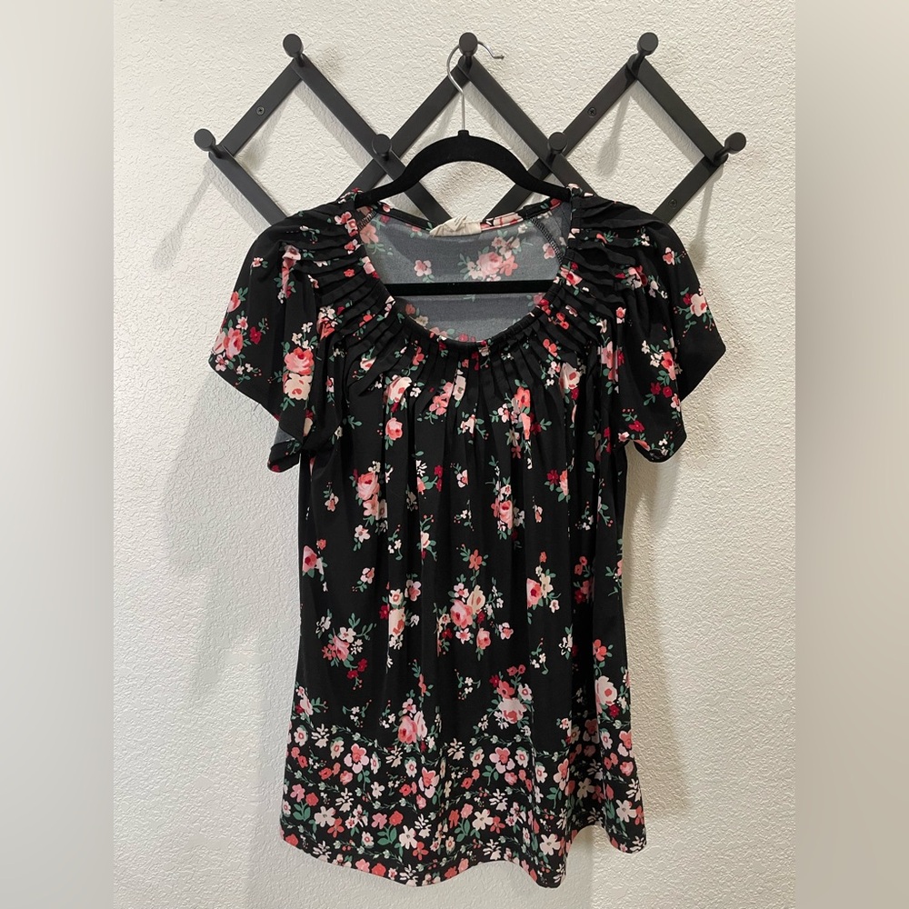 Style & Co. Black Floral Blouse